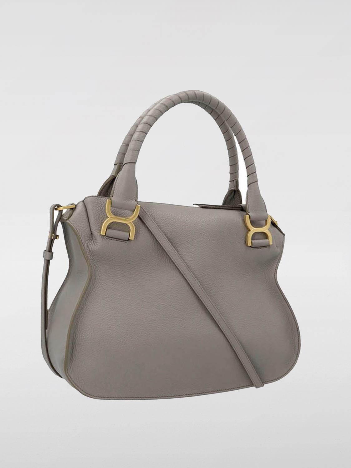 CHLOÉ BORSA A MANO: Borsa Marcie Chloè in pelle a grana , Grigio - Img 2