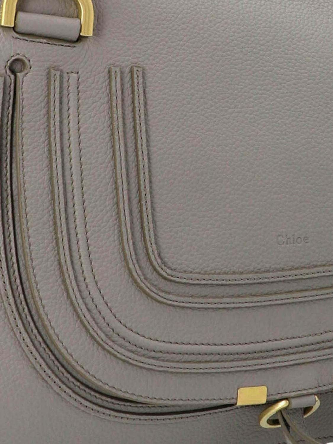 CHLOÉ BORSA A MANO: Borsa Marcie Chloè in pelle a grana , Grigio - Img 3