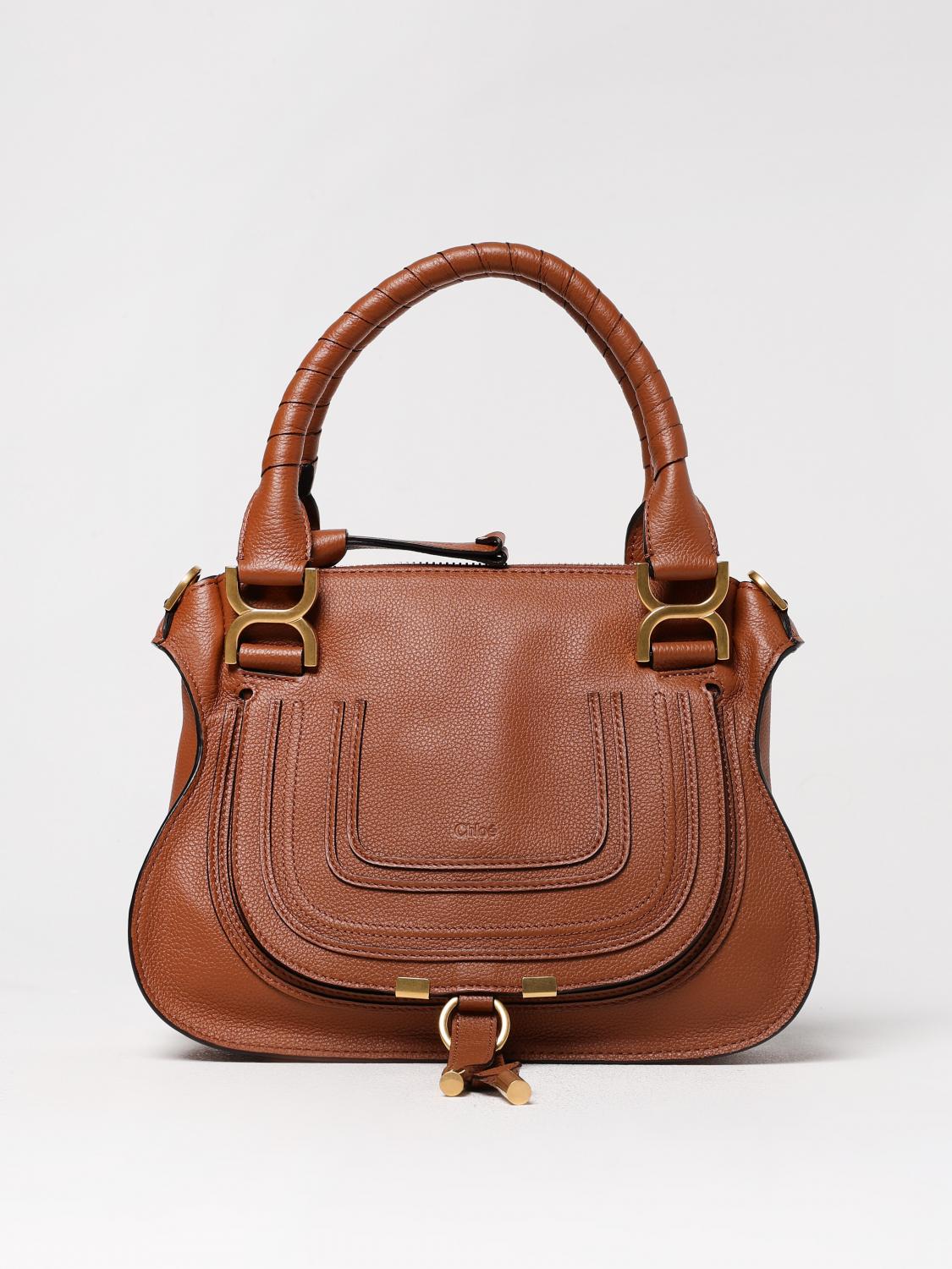 CHLOÉ BORSA A MANO: Borsa Marcie Chloè in pelle a grana , Moro - Img 1