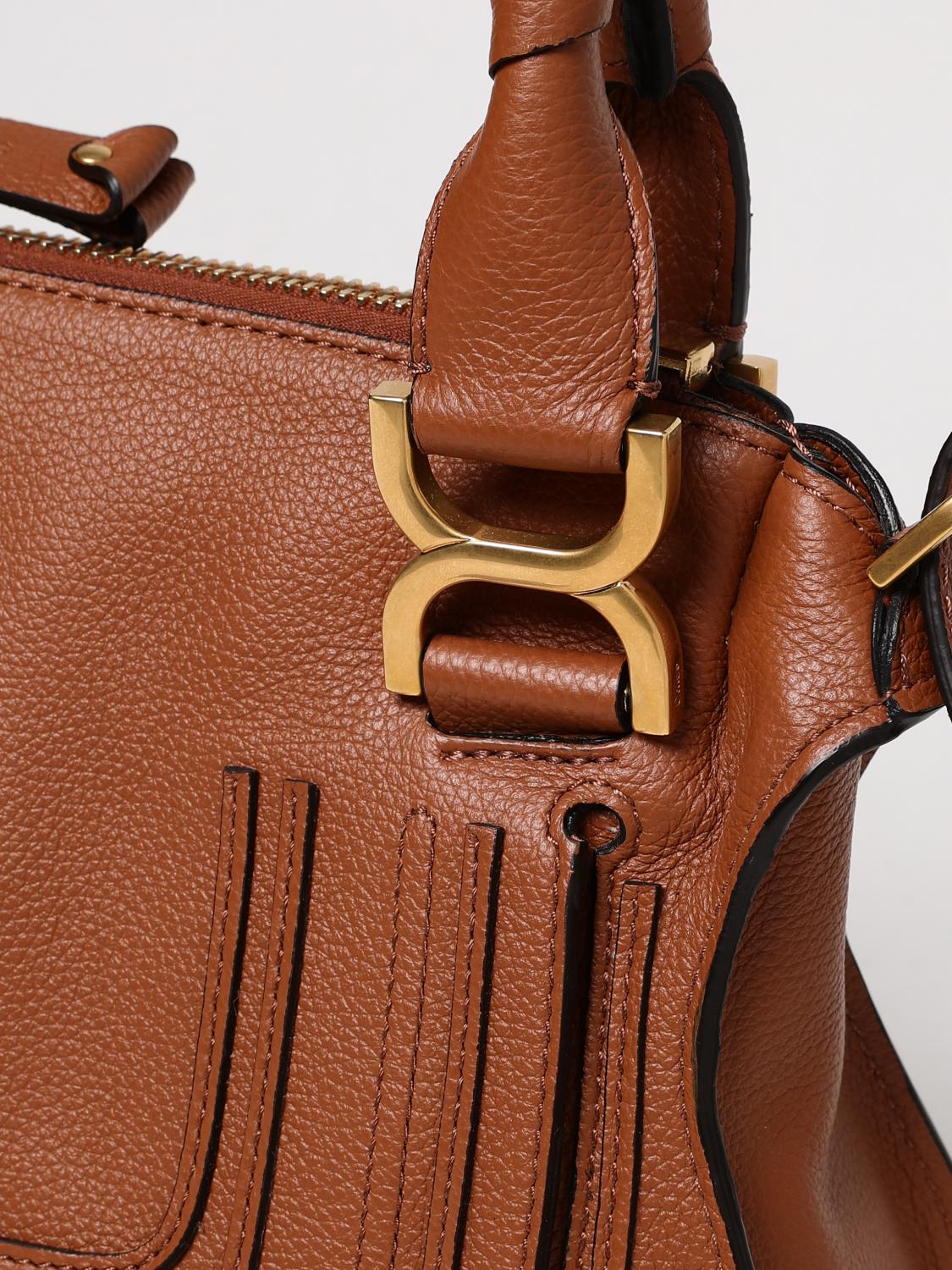 CHLOÉ BORSA A MANO: Borsa Marcie Chloè in pelle a grana , Moro - Img 4