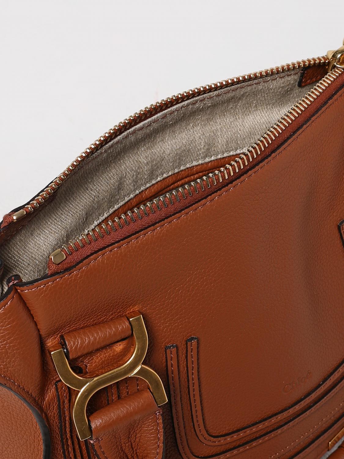 CHLOÉ BORSA A MANO: Borsa Marcie Chloè in pelle a grana , Moro - Img 5