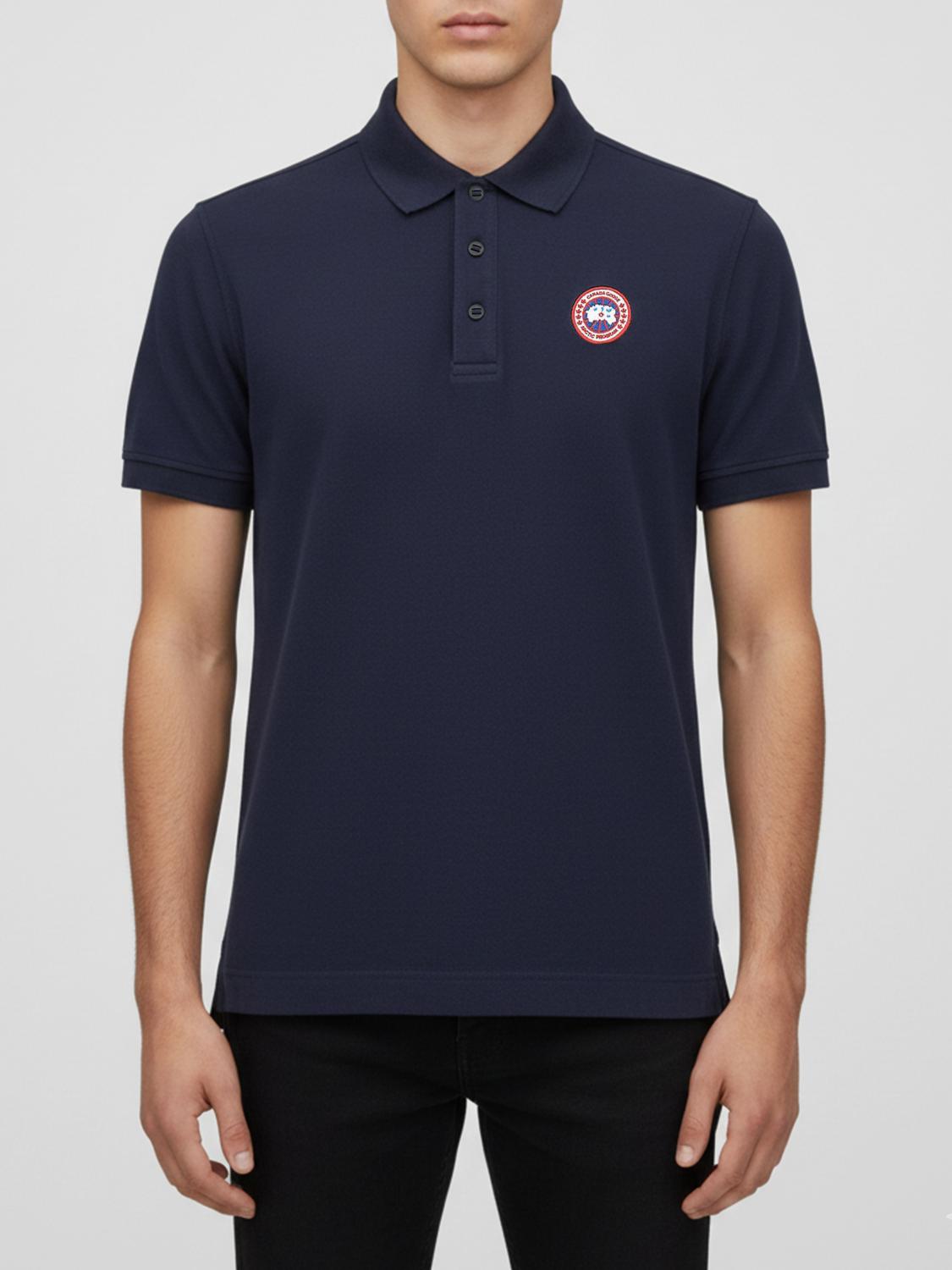 CANADA GOOSE POLO: Polo in cotone con logo Canada Goose, Blue - Img 1