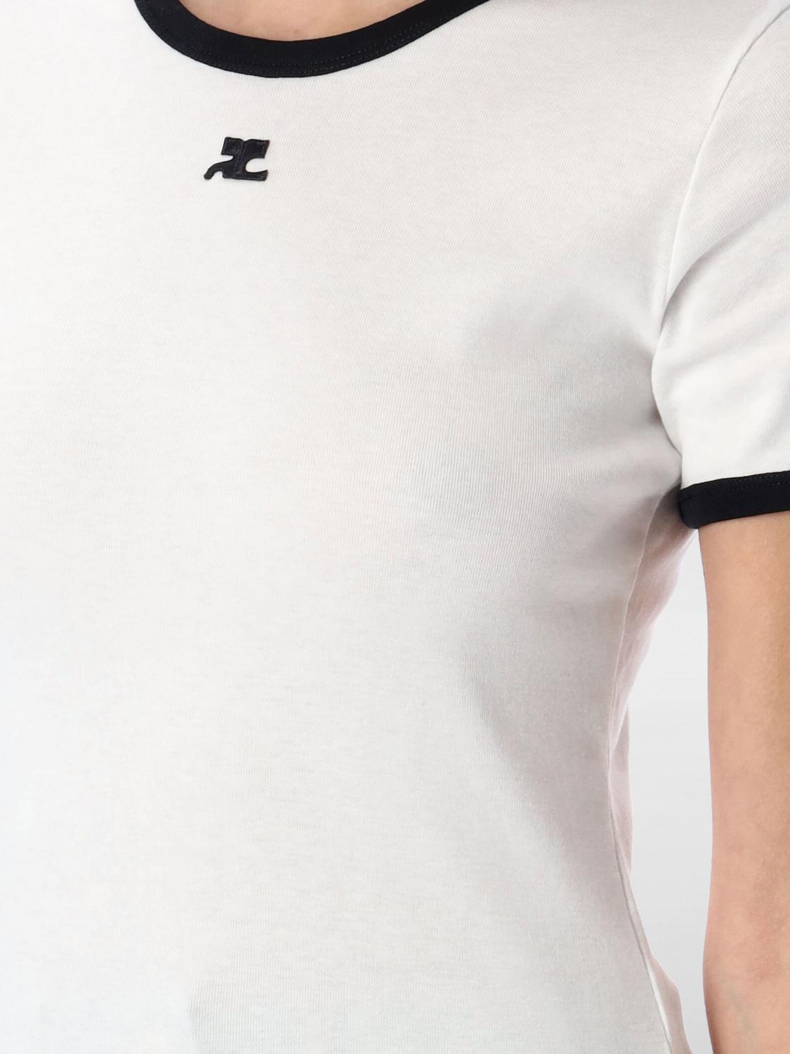 COURRÈGES CAMISETA: Camiseta de algodón elástico Courrèges, Blanco - Img 3