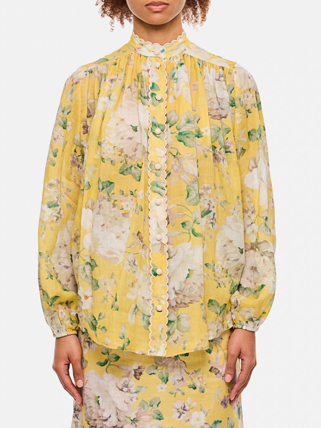 ZIMMERMANN CAMICIA: Camicia Zimmermann in ramie con stampa floreale , Giallo - Img 1