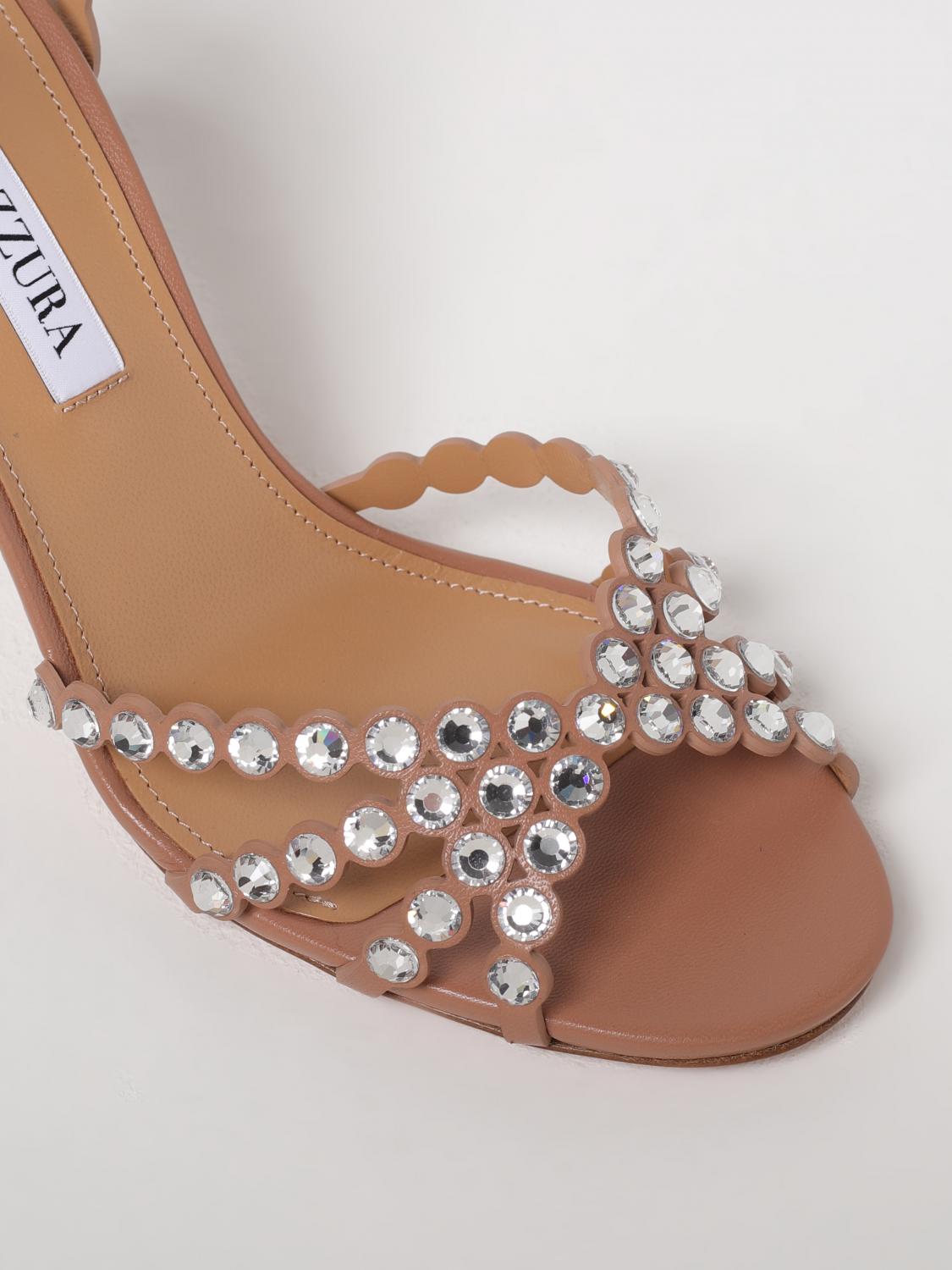 AQUAZZURA SANDALI CON TACCO: Sandalo Tequila Aquazzura in nappa con strass, Rosa - Img 4