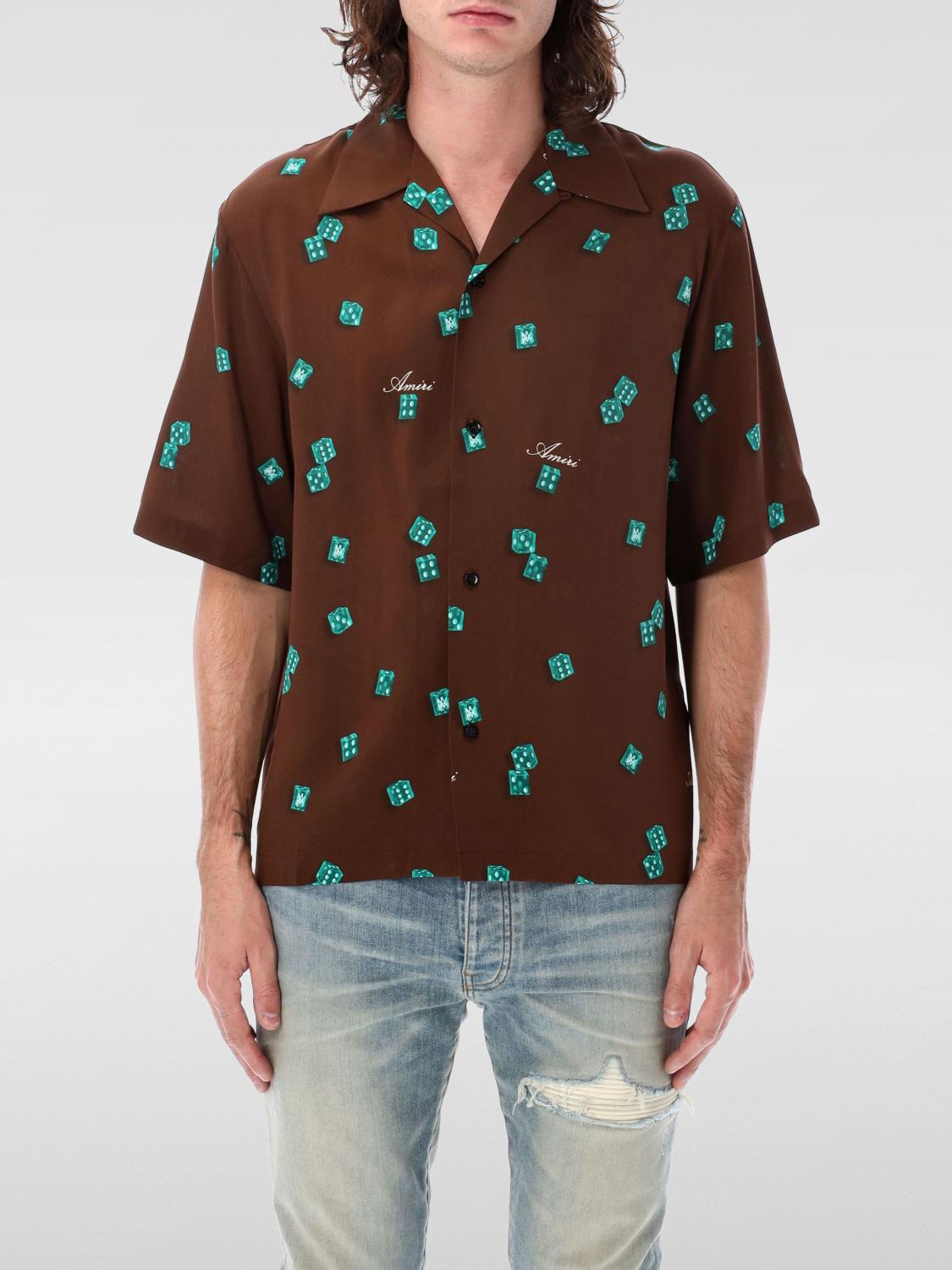 AMIRI CAMICIA: Camicia Amiri in cotone con stampa , Marrone - Img 1