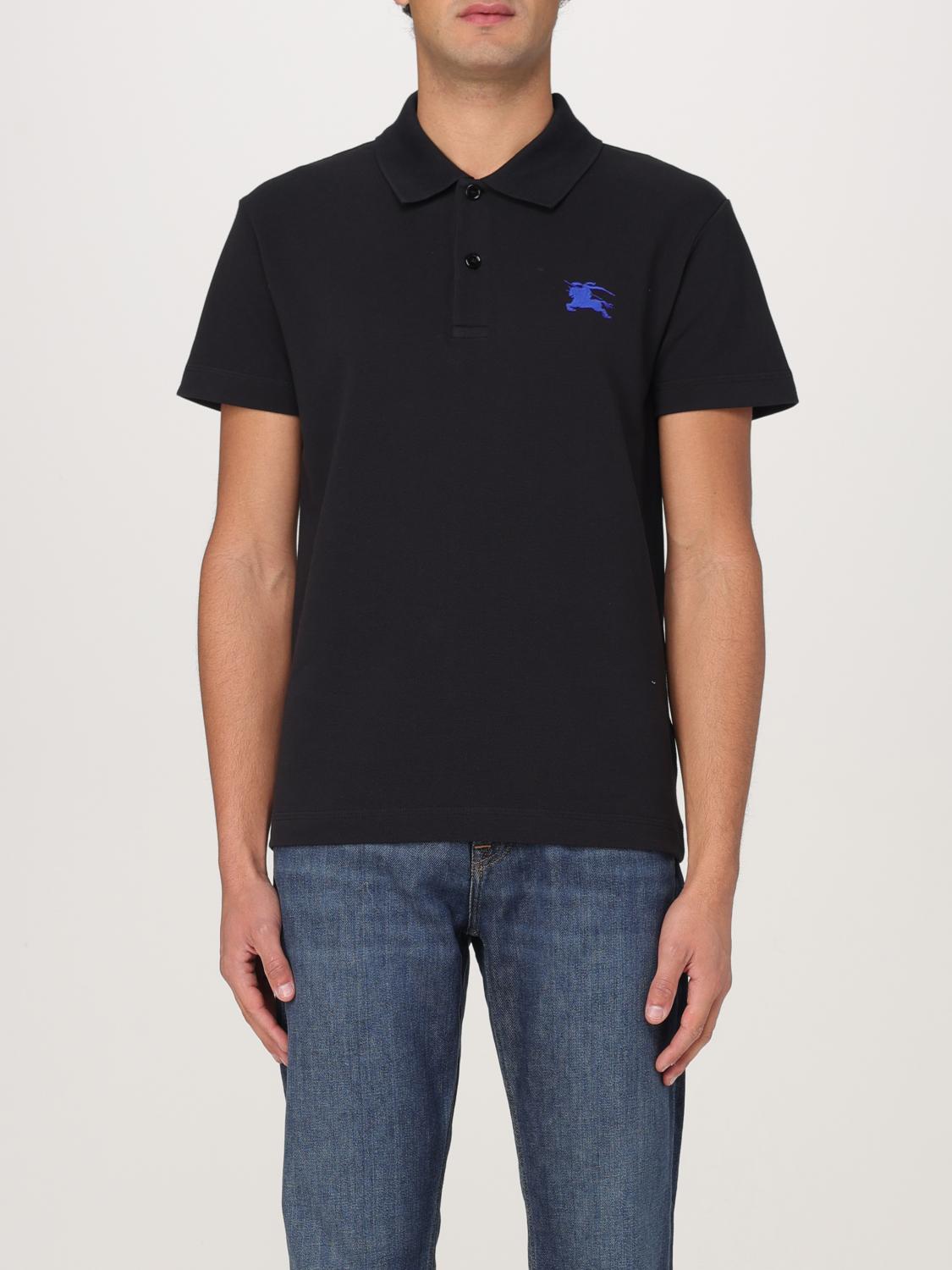 BURBERRY POLO: Polo in cotone con logo Burberry, Nero - Img 1