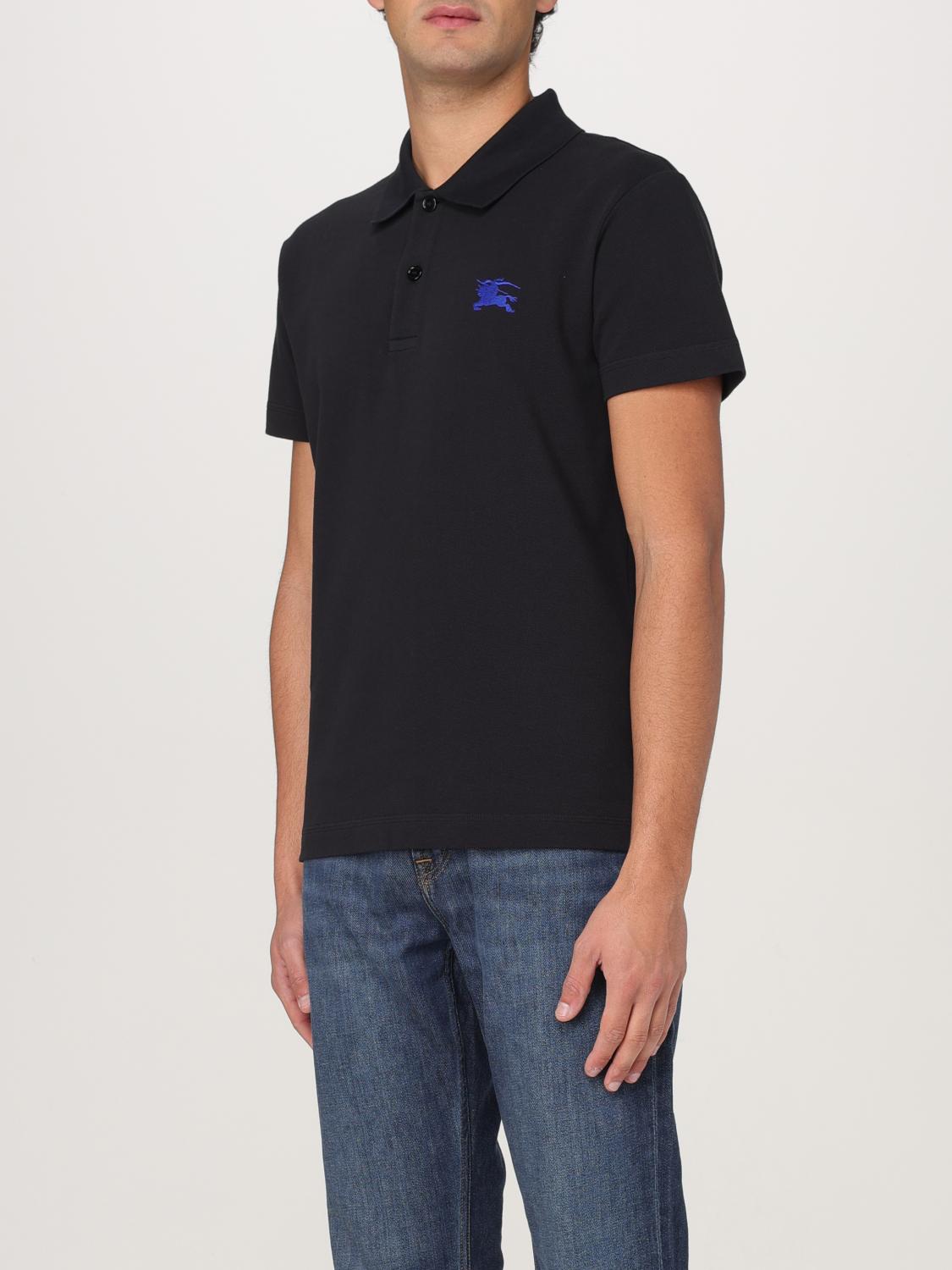 BURBERRY POLO: Polo in cotone con logo Burberry, Nero - Img 4