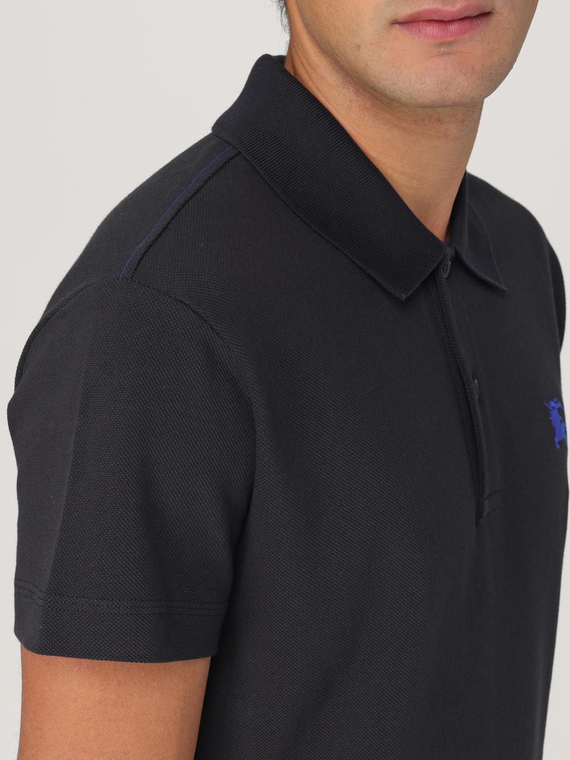 BURBERRY POLO: Polo in cotone con logo Burberry, Nero - Img 5