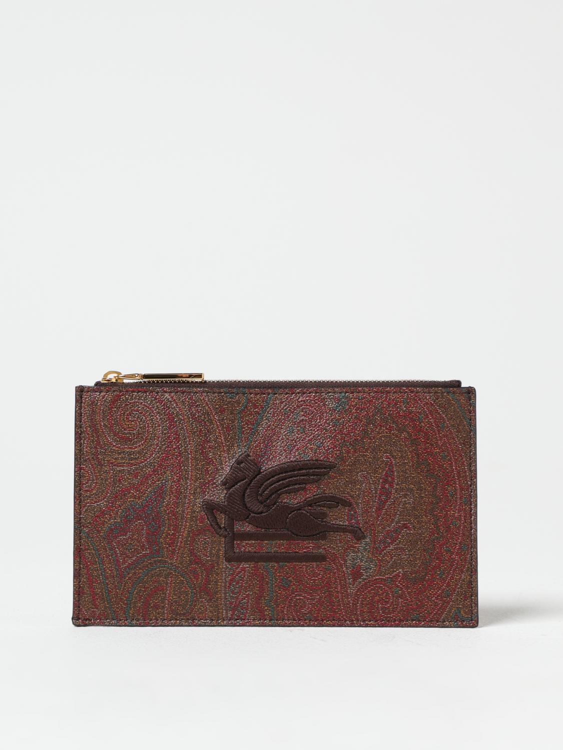 ETRO CLUTCH: Pouch Pegaso Paisley Etro in cotone spalmato , Marrone - Img 1