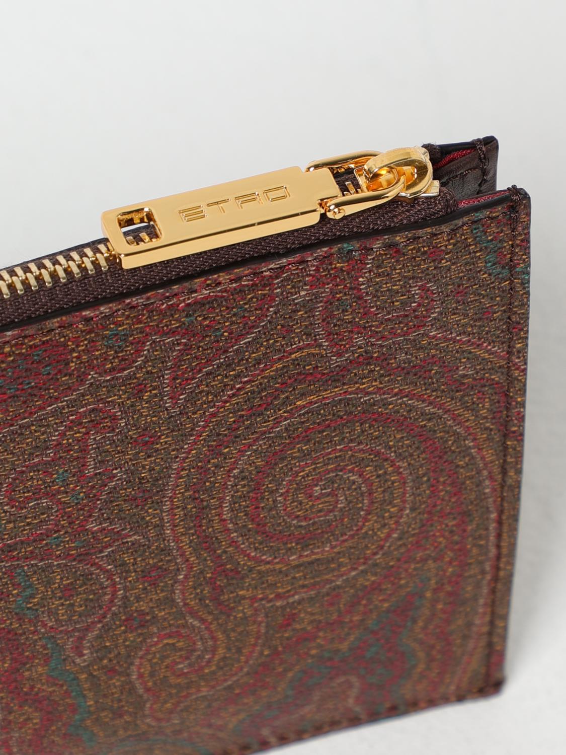 ETRO CLUTCH: Pouch Pegaso Paisley Etro in cotone spalmato , Marrone - Img 3