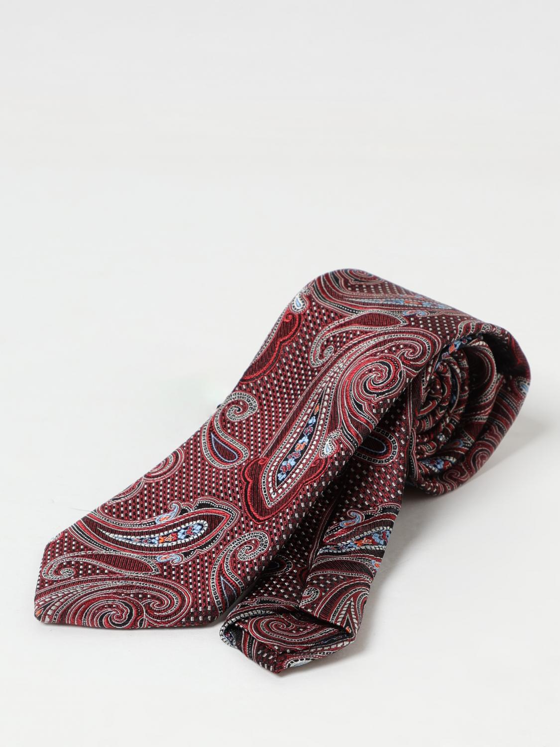 ETRO CRAVATTA: Cravatta Paisley Etro in seta con micro motivo jacquard, Marrone - Img 1