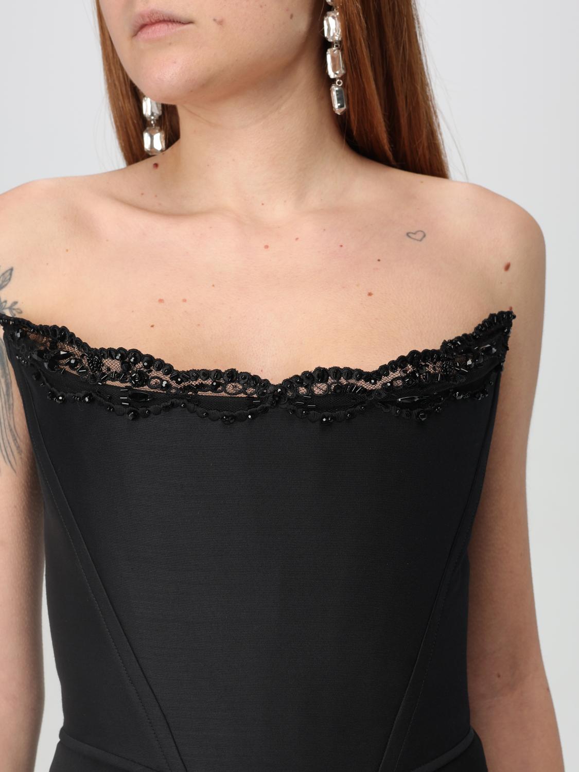 DSQUARED2 TOP E BLUSE: Top bustier Dsquared2 in lana vergine e seta , Nero - Img 4