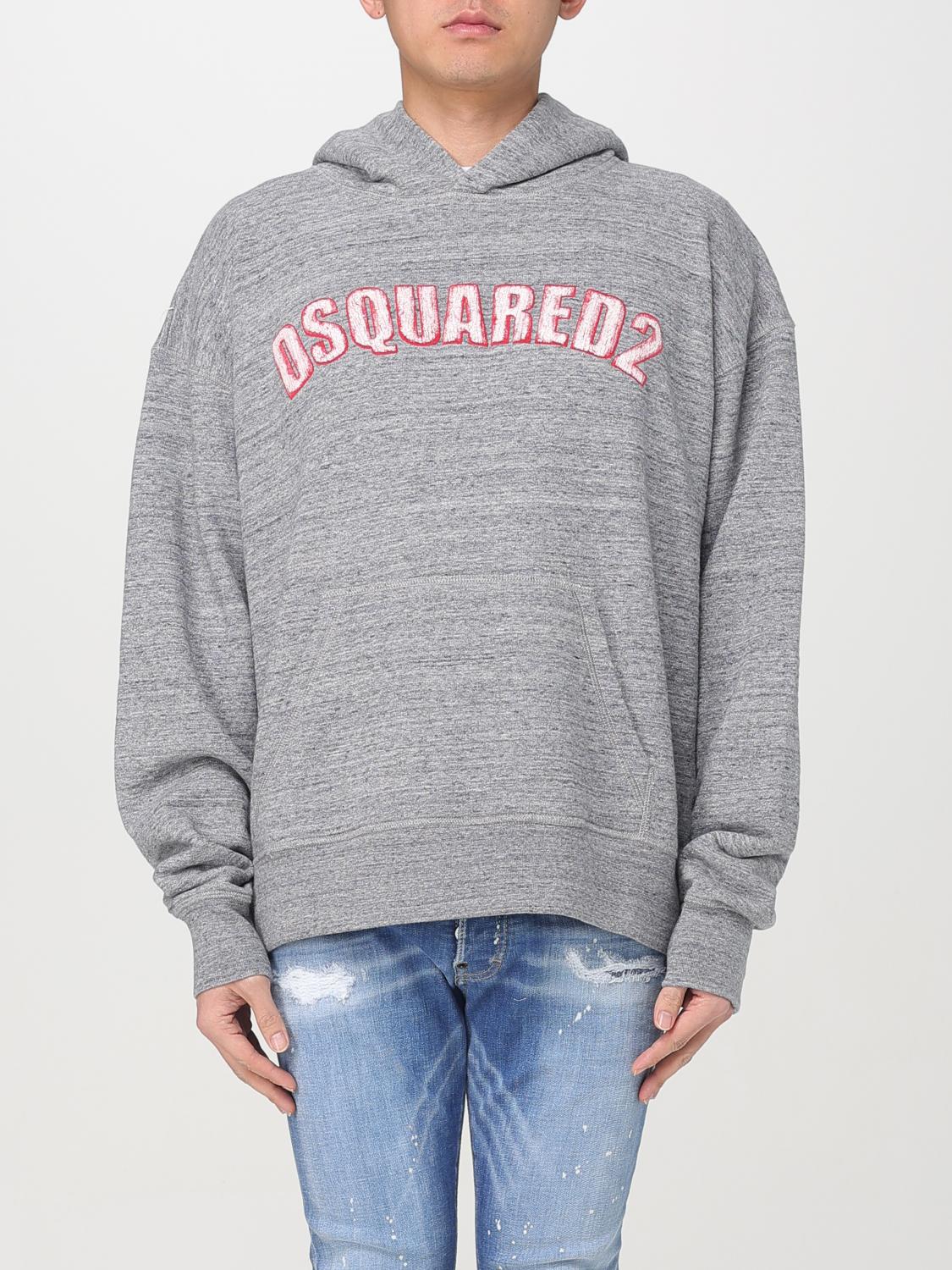 DSQUARED2 FELPA: Felpa con cappuccio Dsquared2 in cotone con logo , Grigio - Img 1