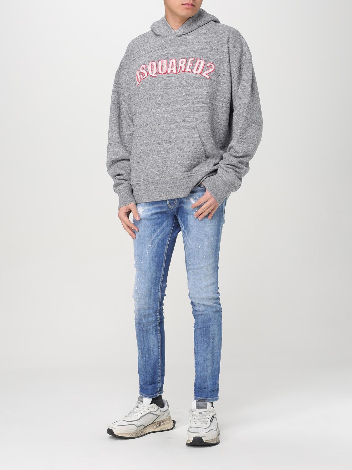 DSQUARED2 FELPA: Felpa con cappuccio Dsquared2 in cotone con logo , Grigio - Img 2