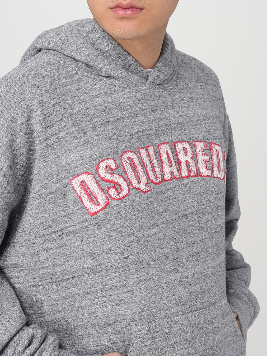 DSQUARED2 FELPA: Felpa con cappuccio Dsquared2 in cotone con logo , Grigio - Img 4