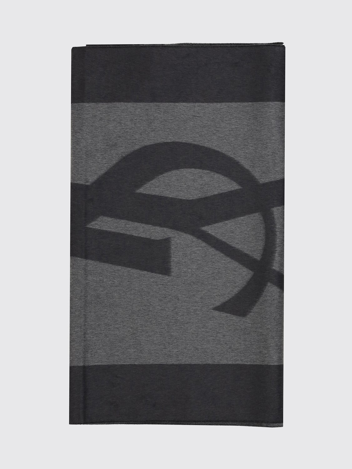 SAINT LAURENT SCIARPA: Sciarpa Cassandre Saint Laurent in seta con logo jacquard , Grigio - Img 1