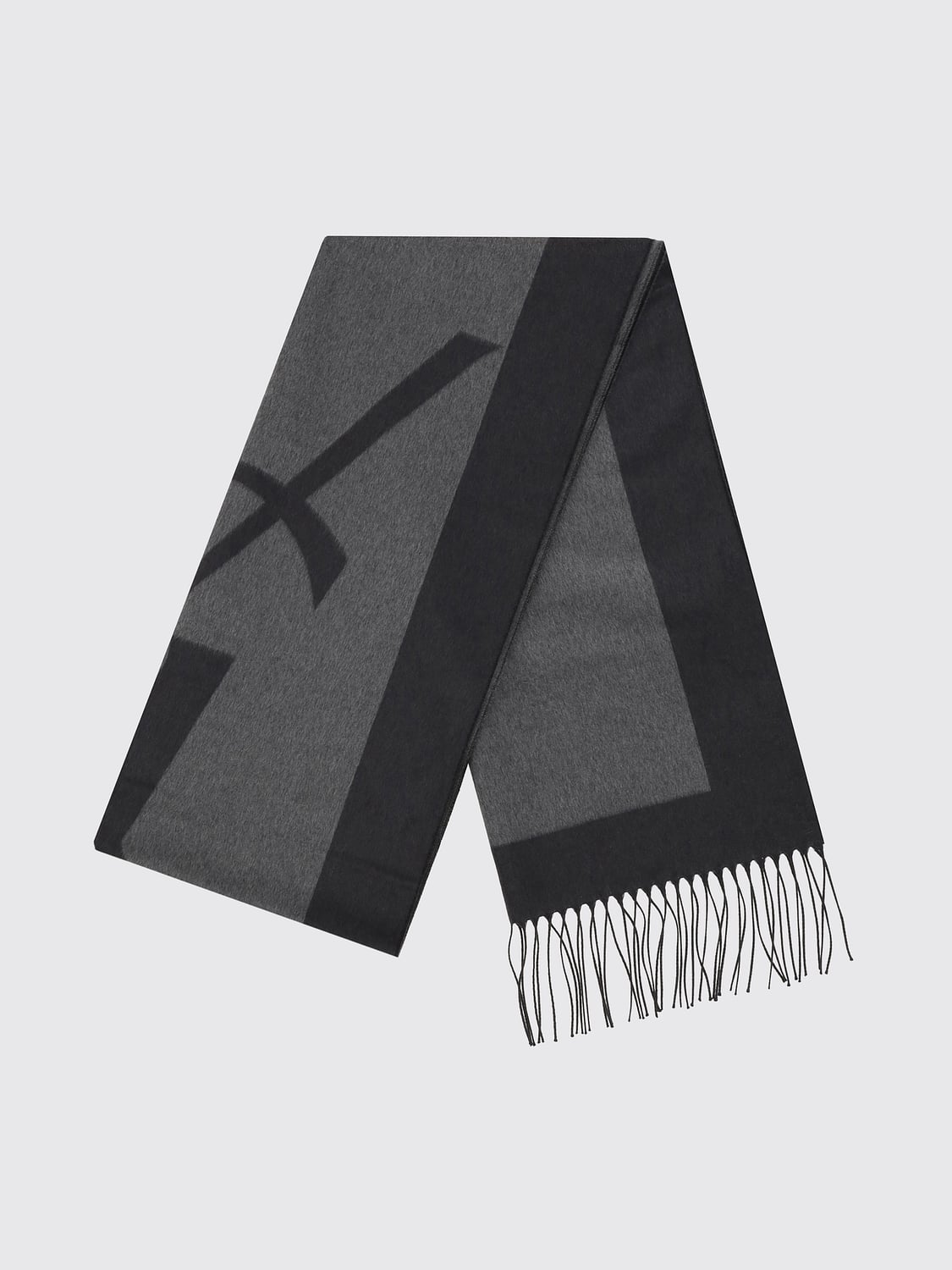 SAINT LAURENT SCIARPA: Sciarpa Cassandre Saint Laurent in seta con logo jacquard , Grigio - Img 2