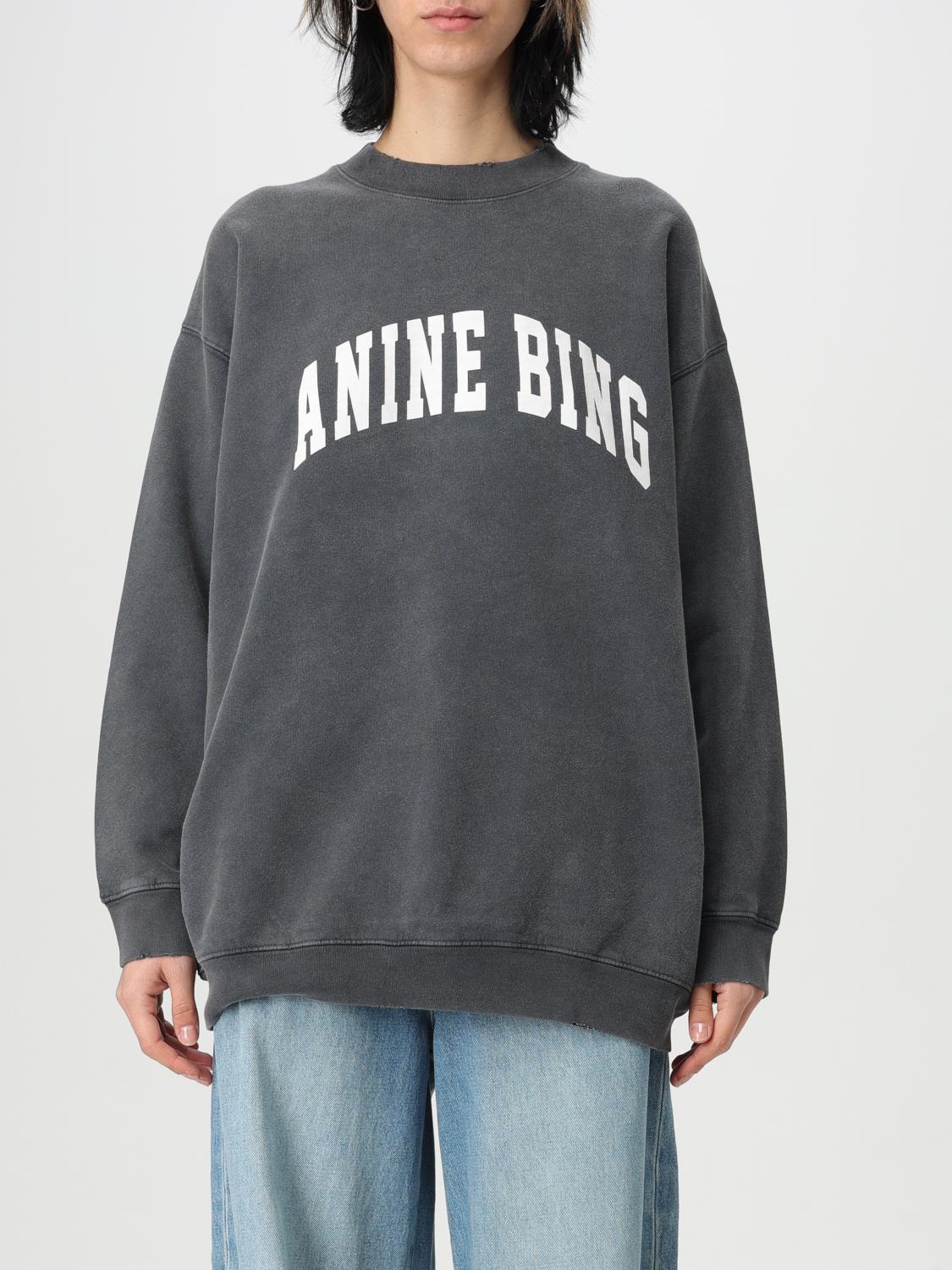 ANINE BING FELPA: Felpa oversize con maxi logo Anine Bing, Nero - Img 1