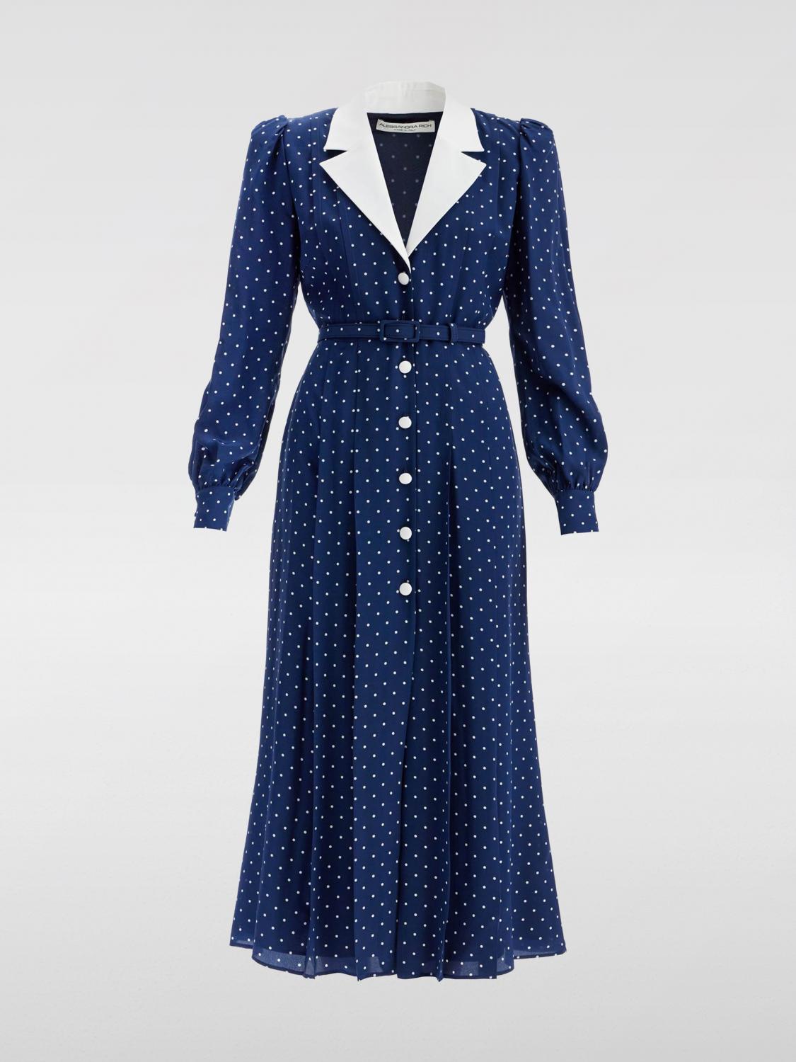ワンピース ALESSANDRA RICH Women Dresses FABX3609F4230 Blue ALESSANDRA RICH Bow-embellished floral-print silk-satin midi