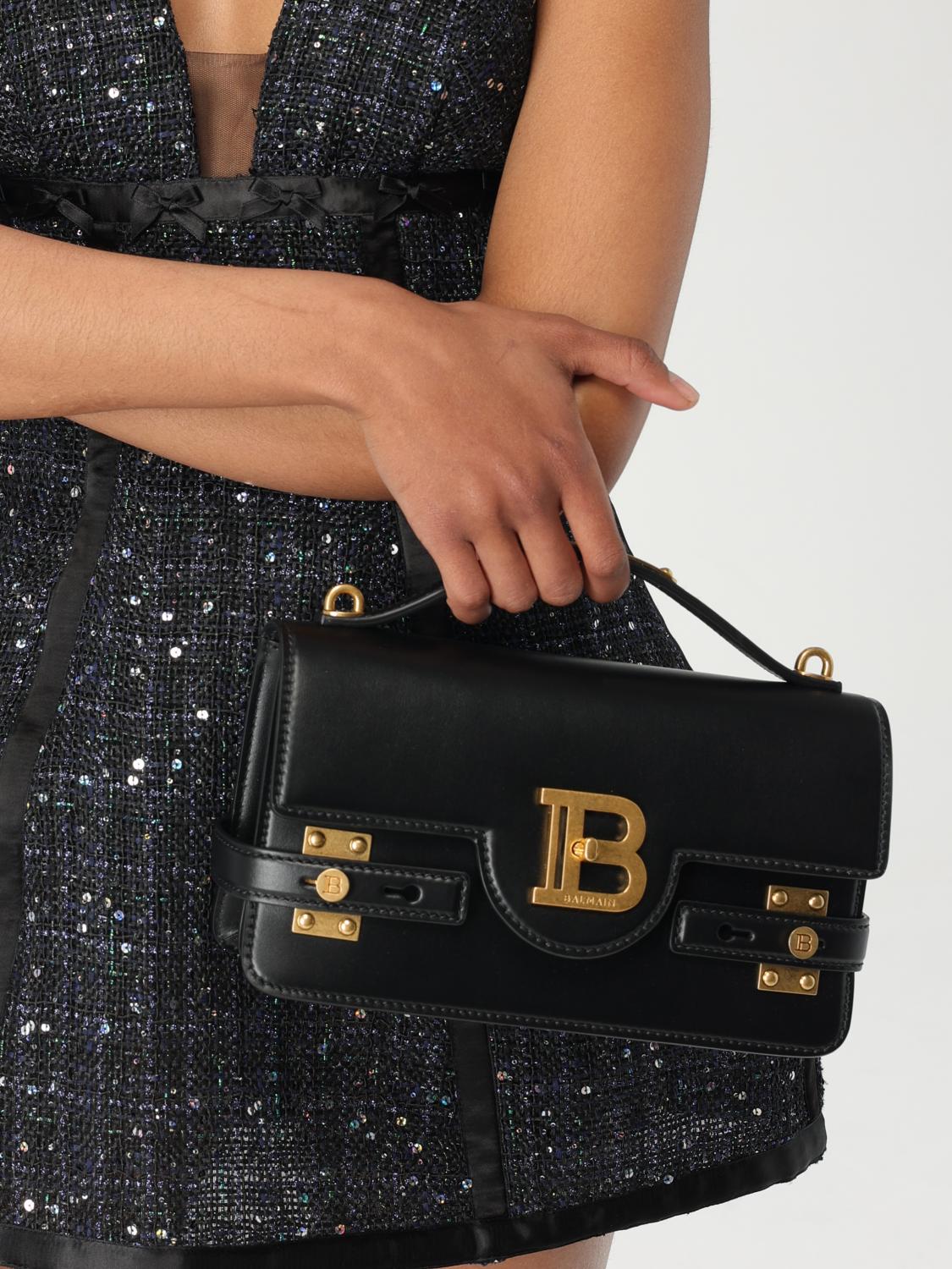 BALMAIN BORSA A MANO: Borsa B-Buzz 24 Balmain in pelle , Nero - Img 2