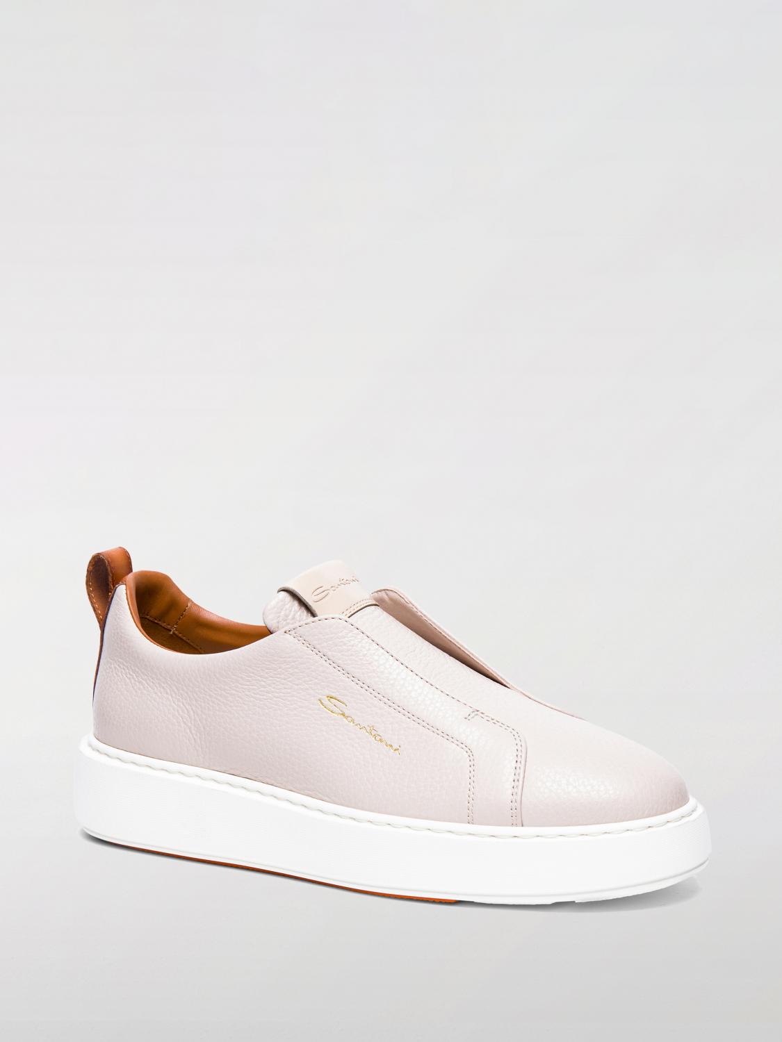 SANTONI SNEAKERS: Sneakers Santoni in pelle , Bianco - Img 2