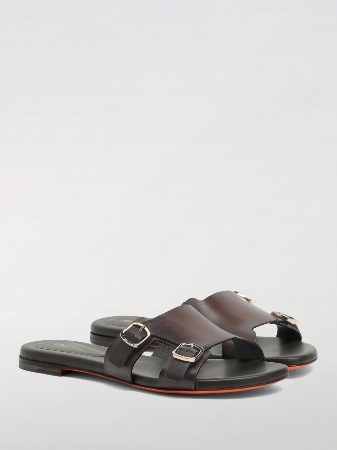 SANTONI FLAT SANDALS: Flat sandals woman Santoni, Brown - Img 2