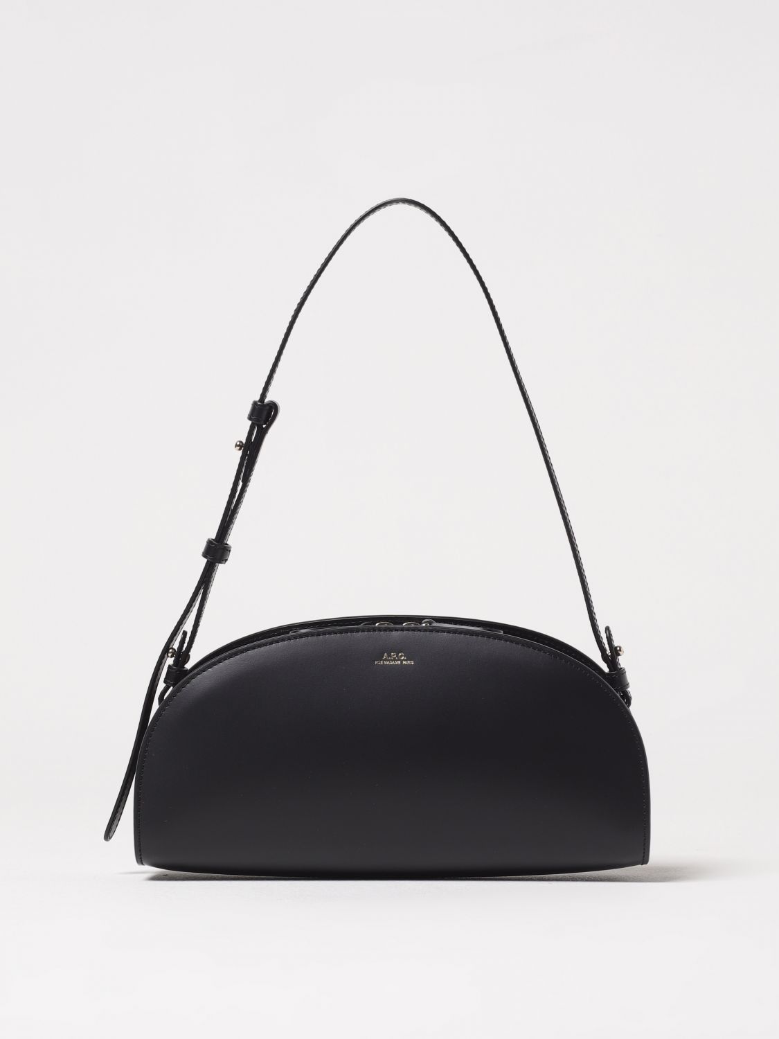 A.P.C. BORSA A SPALLA: Borsa Demi Lune A.P.C. in pelle , Nero - Img 1