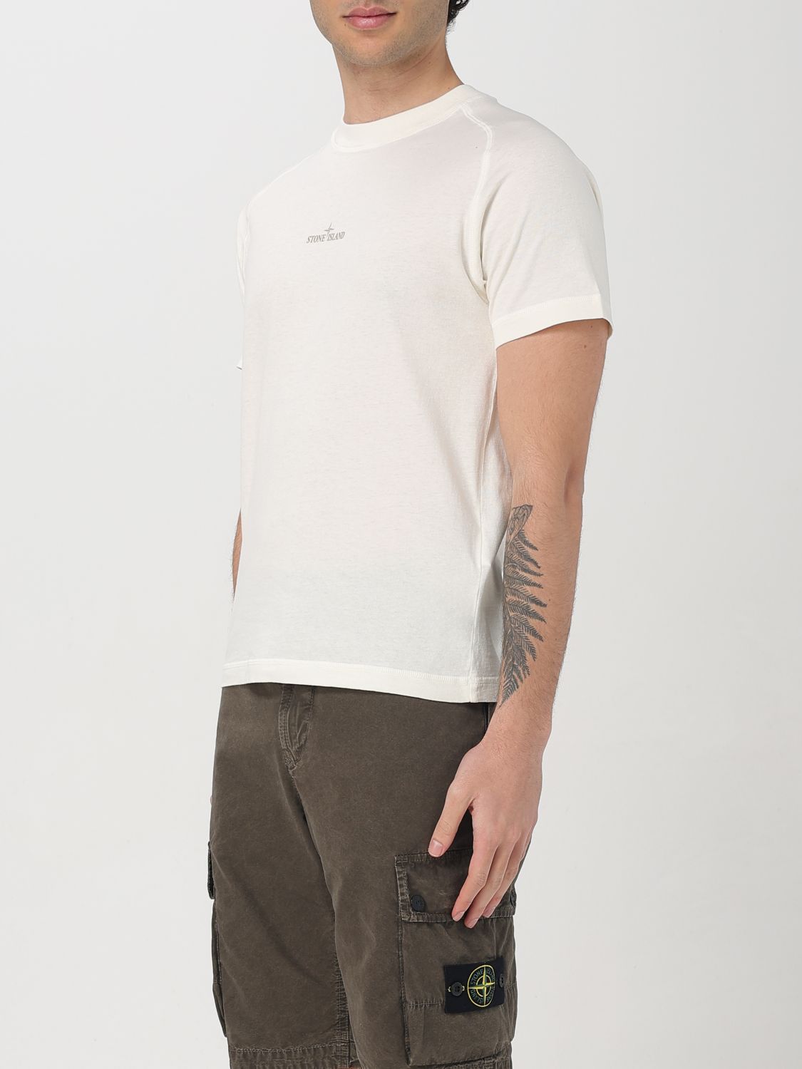 STONE ISLAND CAMISETA: Camiseta hombre Stone Island, Marfil - Img 4