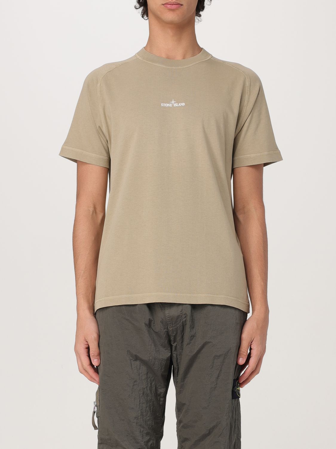 STONE ISLAND T-SHIRT: T-shirt Stone Island in cotone con stampa posteriore , Sabbia - Img 1