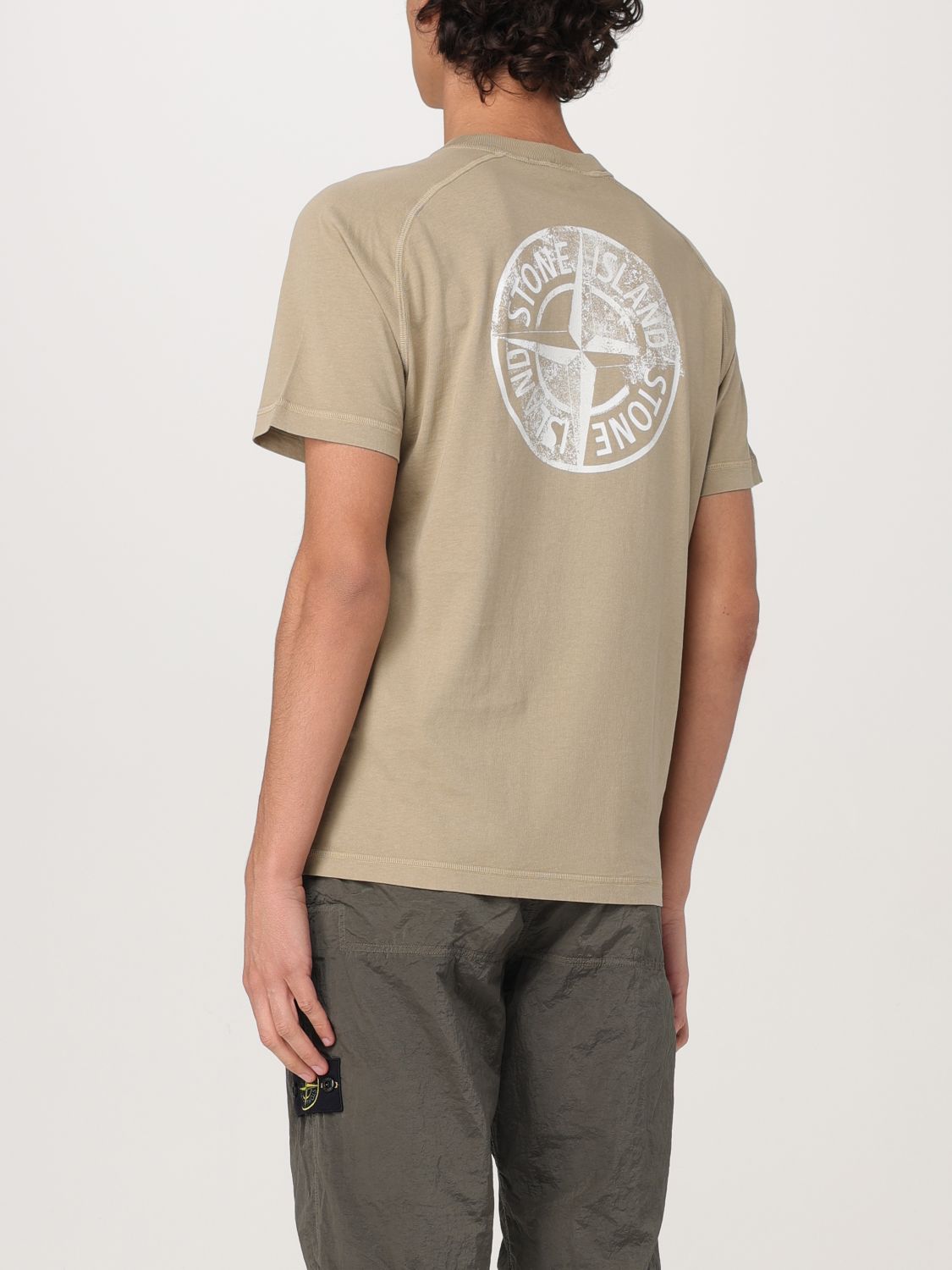 STONE ISLAND T-SHIRT: T-shirt Stone Island in cotone con stampa posteriore , Sabbia - Img 3