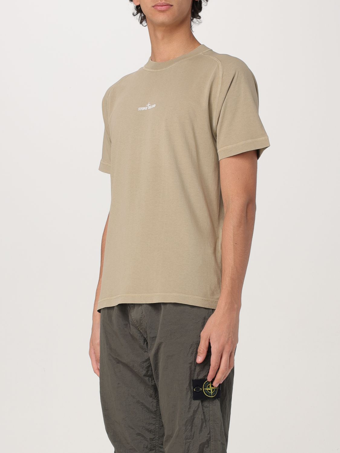 STONE ISLAND T-SHIRT: T-shirt Stone Island in cotone con stampa posteriore , Sabbia - Img 4