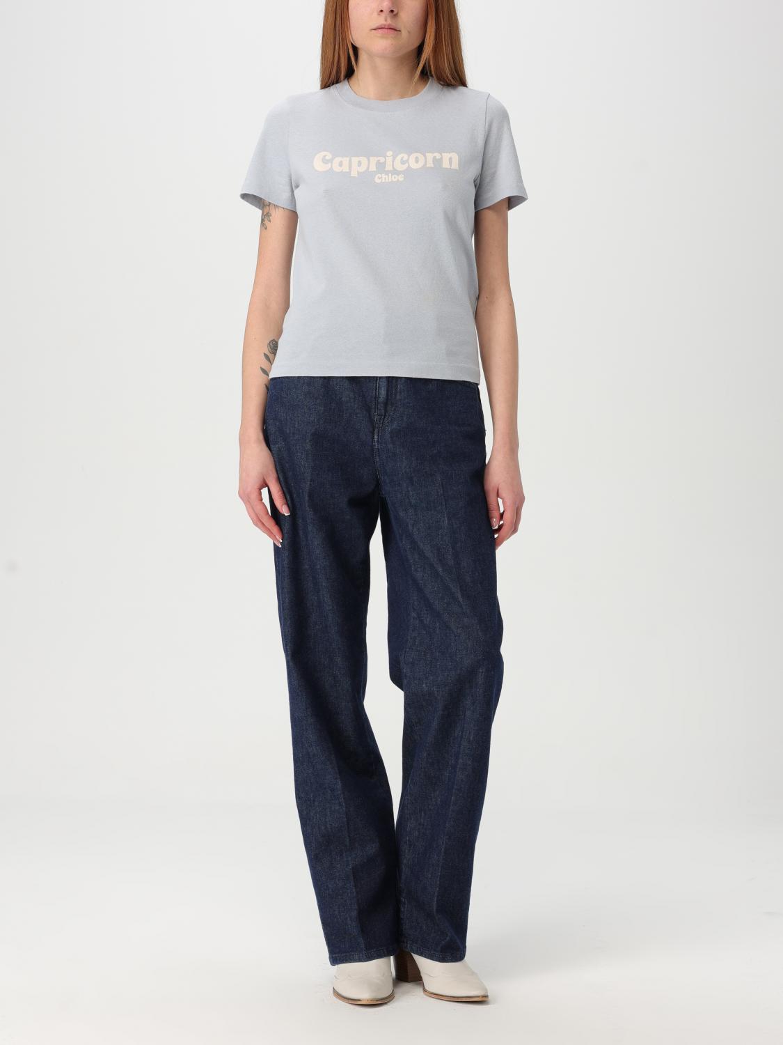 CHLOÉ T-SHIRTS: T-shirt in cotone Capricorn Chloé, Blue - Img 2