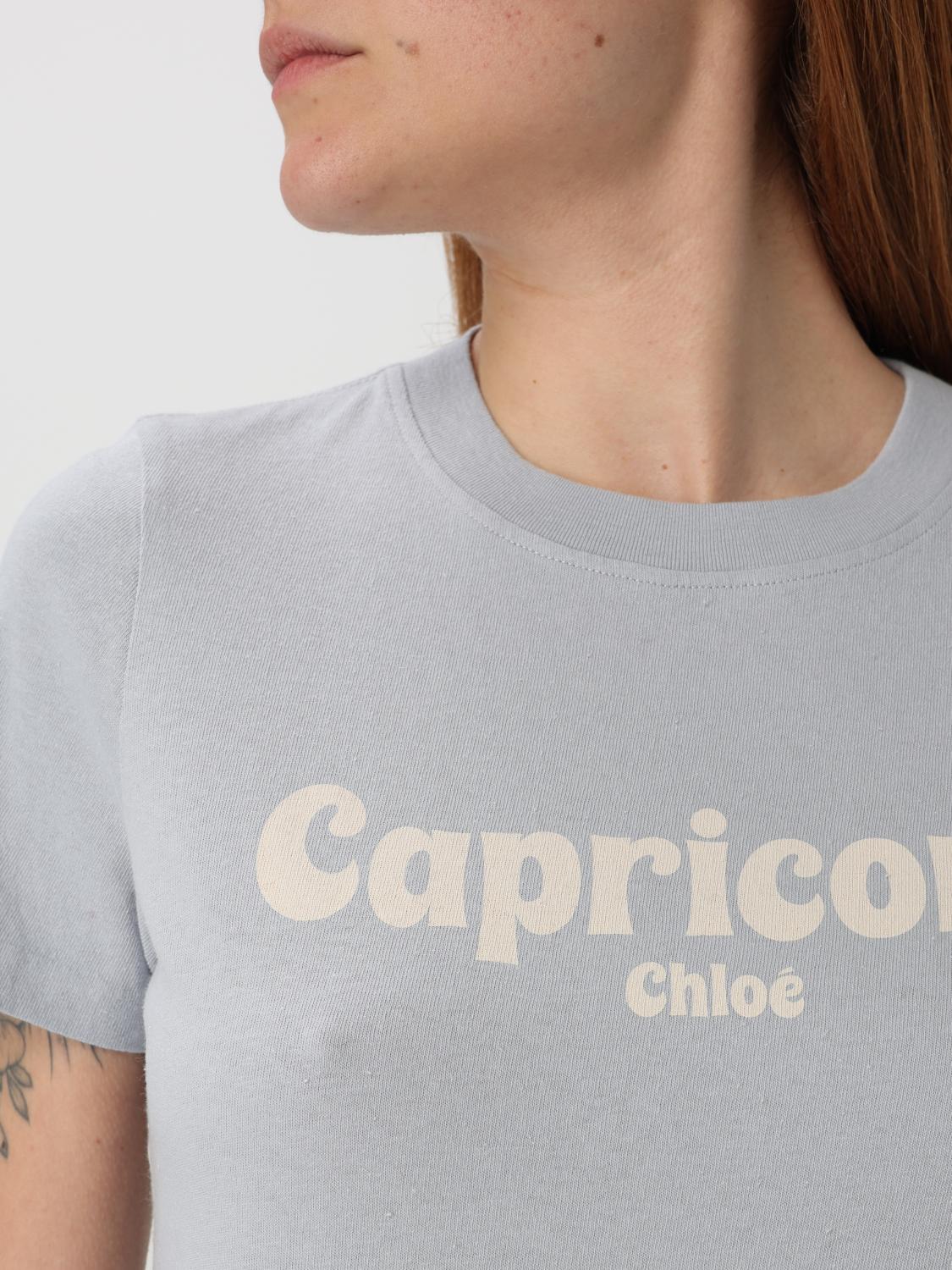 CHLOÉ T-SHIRTS: T-shirt in cotone Capricorn Chloé, Blue - Img 4