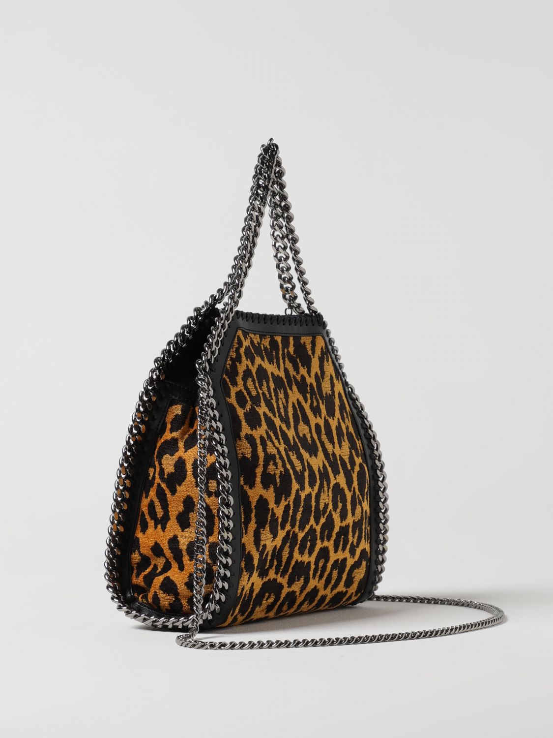 STELLA MCCARTNEY BORSA A MANO: Borsa Falabella Mini Stella McCartney in cotone biologico con motivo animalier jacquard , Marrone - Img 2