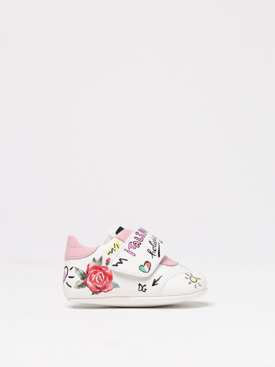 DOLCE & GABBANA SNEAKERS: Sneakers Dolce & Gabbana in nappa con grafica all over , Bianco - Img 1