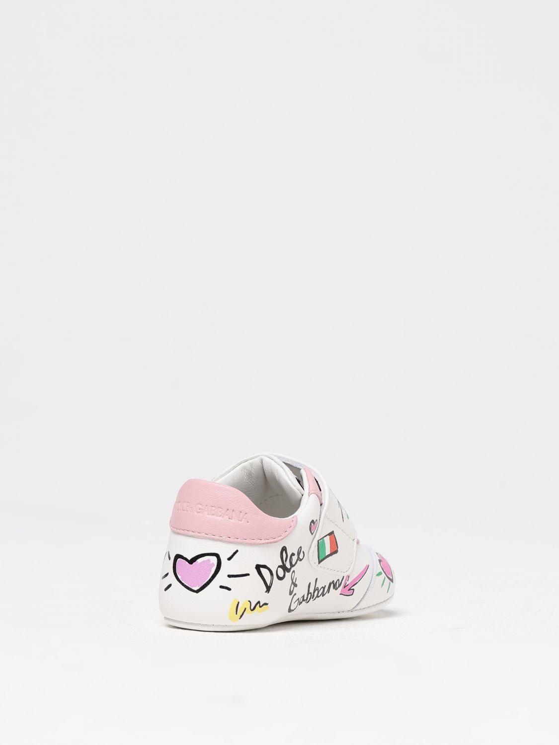 DOLCE & GABBANA SNEAKERS: Sneakers Dolce & Gabbana in nappa con grafica all over , Bianco - Img 3