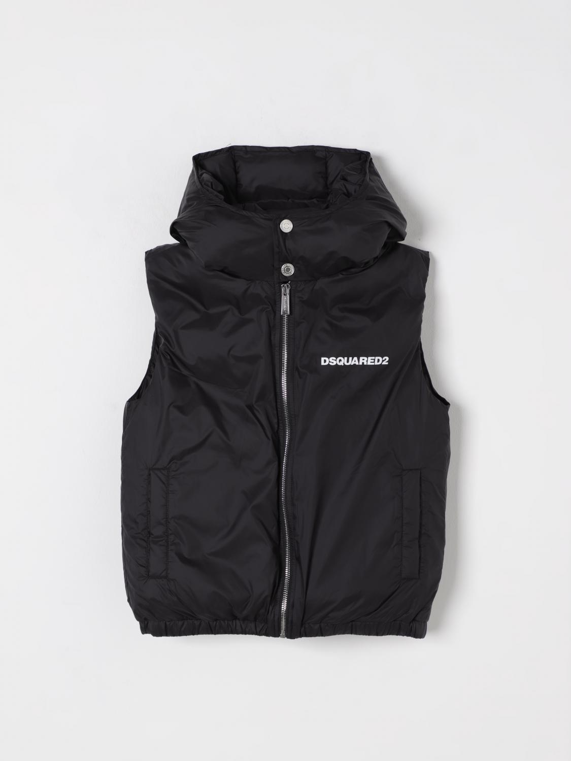 DSQUARED2 GILET: Gilet con cappuccio in nylon Dsquared2, Nero - Img 1