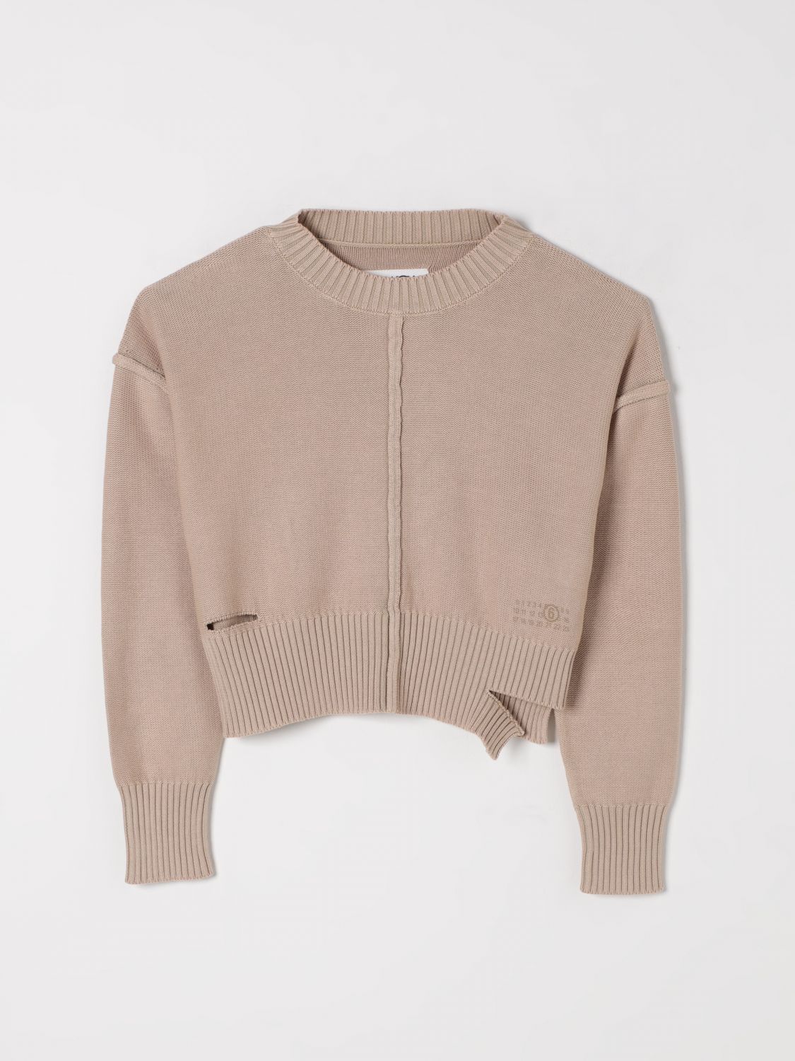 MM6 MAISON MARGIELA PULL: Pull enfant Mm6 Maison Margiela, Beige - Img 1