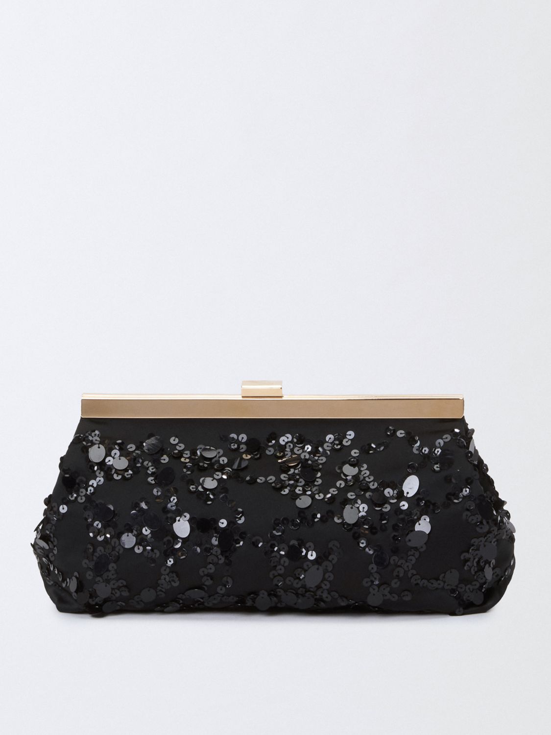 FABIANA FILIPPI CLUTCH: Pochette Fabiana Filippi in raso con paillettes ricamate , Nero - Img 1