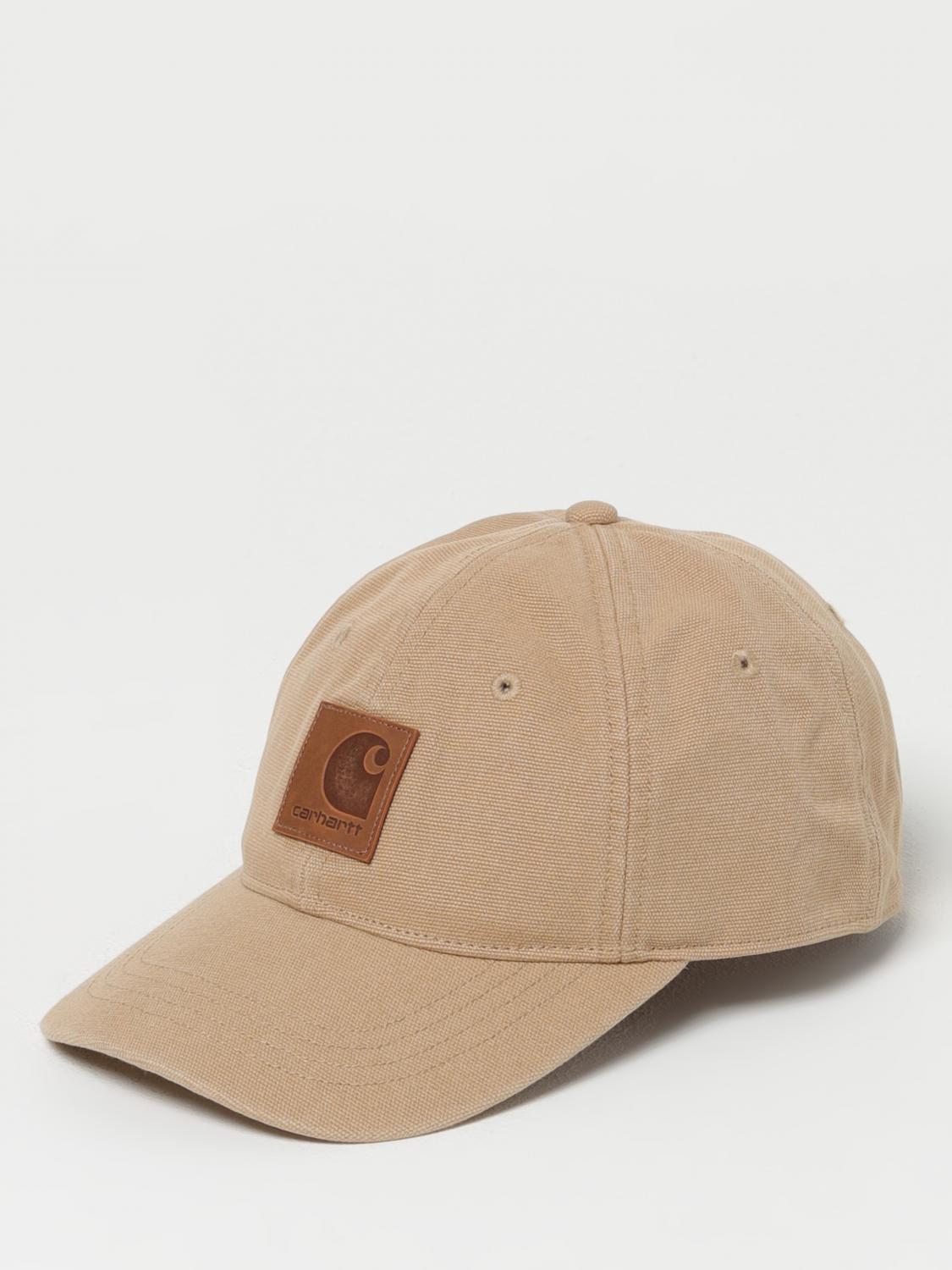 CARHARTT WIP HAT: Carhartt WIP cotton canvas hat with logo patch, Brown - Img 1