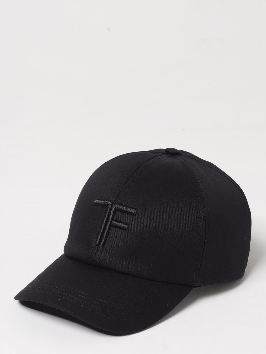 TOM FORD CAPPELLO: Cappello Tom Ford in cotone con logo ricamato , Nero - Img 1