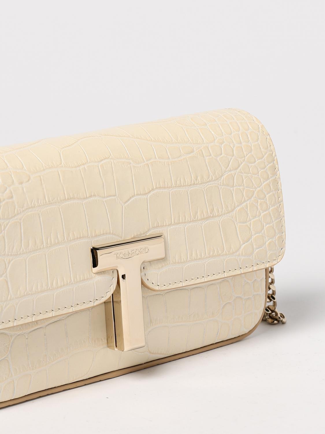 TOM FORD BORSA MINI: Borsa Wallis Mini Tom Ford in pelle stampa cocco , Beige - Img 4