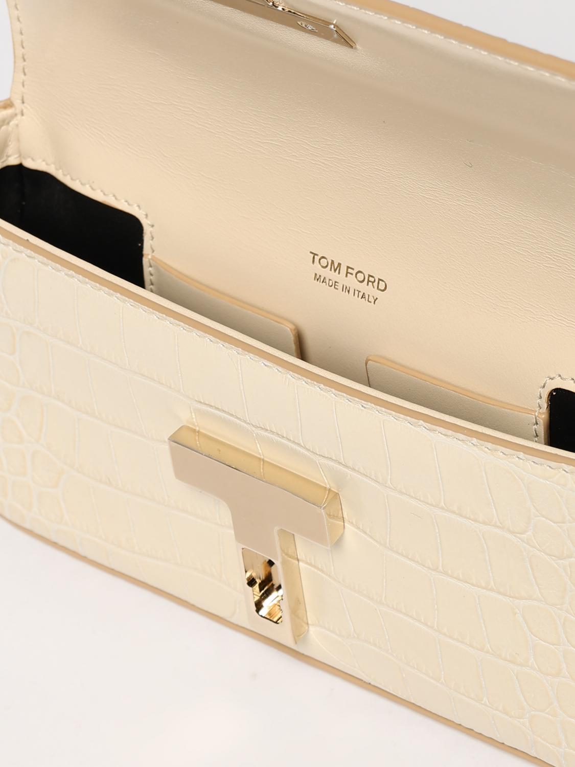 TOM FORD BORSA MINI: Borsa Wallis Mini Tom Ford in pelle stampa cocco , Beige - Img 5