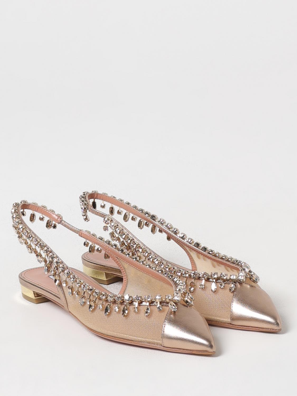 AQUAZZURA BALLERINE: Ballerina Temptation Aquazzura in nylon e nappa laminata con cristalli , Rosa - Img 2
