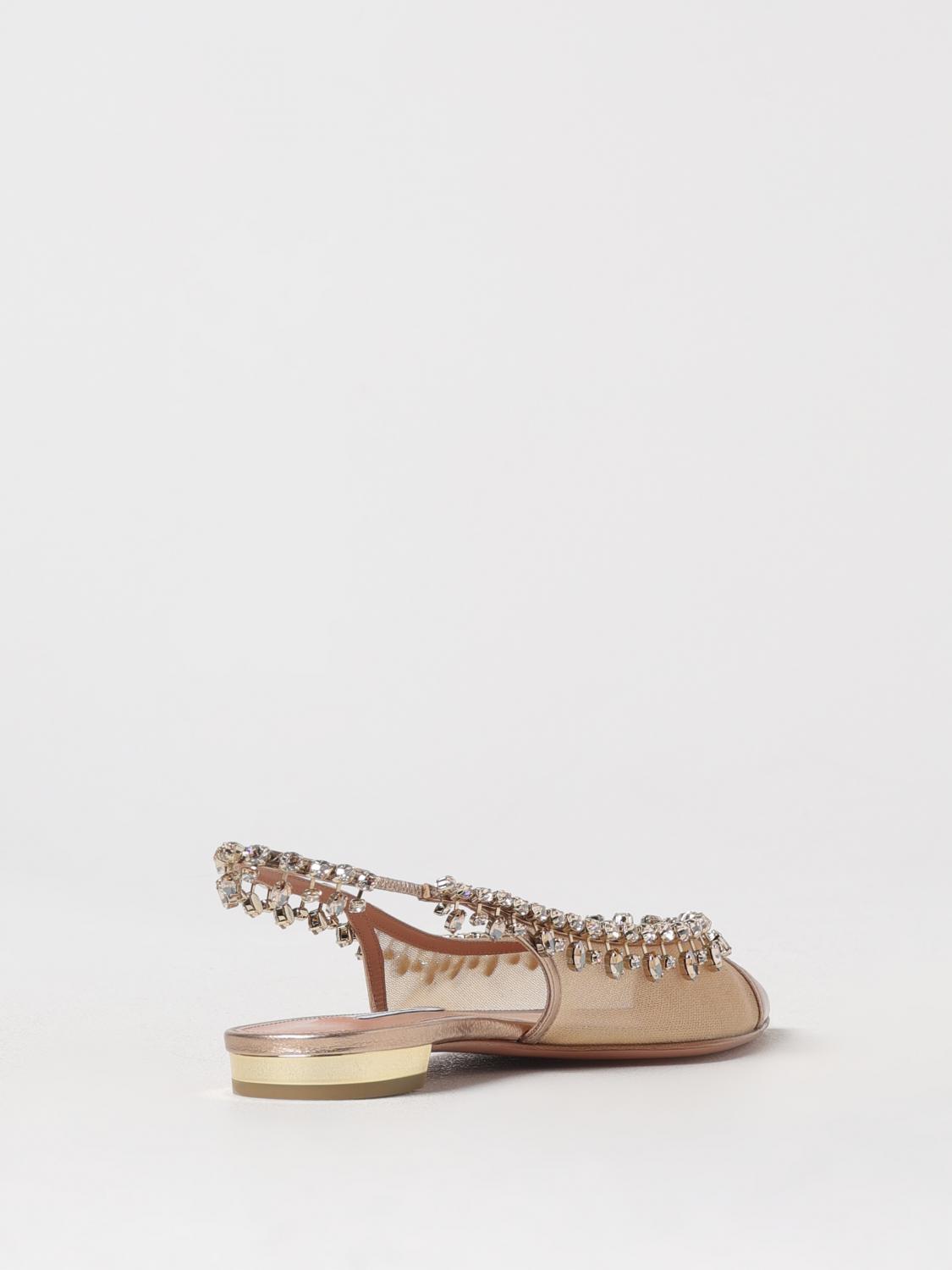 AQUAZZURA BALLERINE: Ballerina Temptation Aquazzura in nylon e nappa laminata con cristalli , Rosa - Img 3