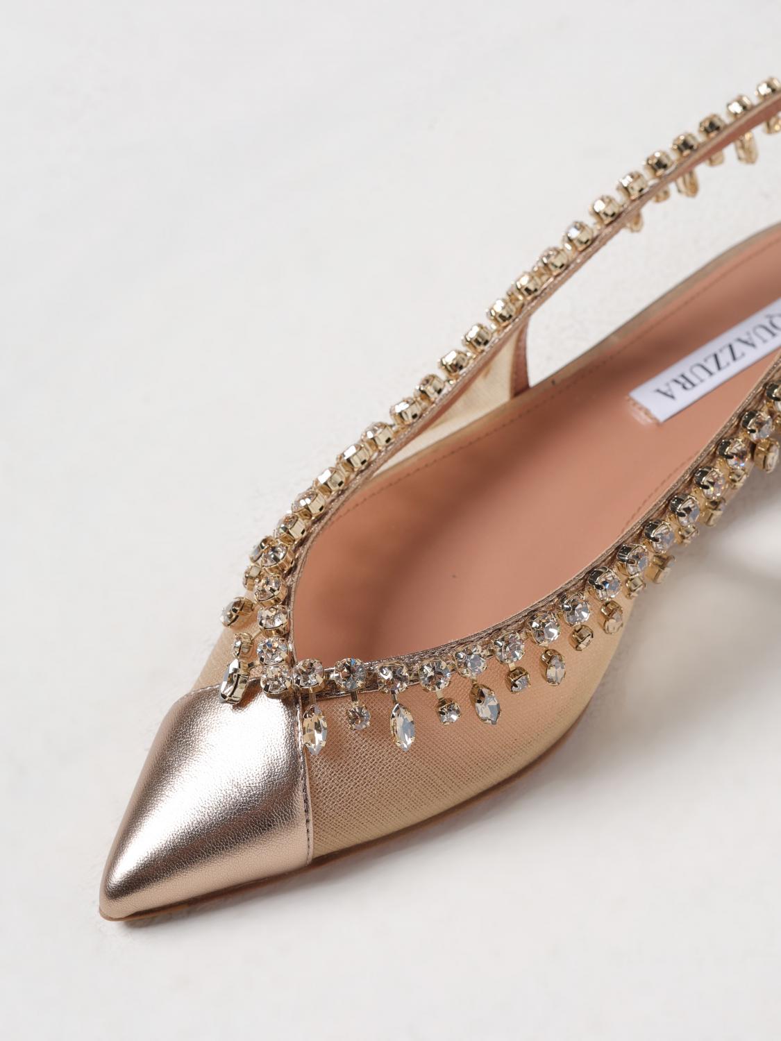 AQUAZZURA BALLERINE: Ballerina Temptation Aquazzura in nylon e nappa laminata con cristalli , Rosa - Img 4