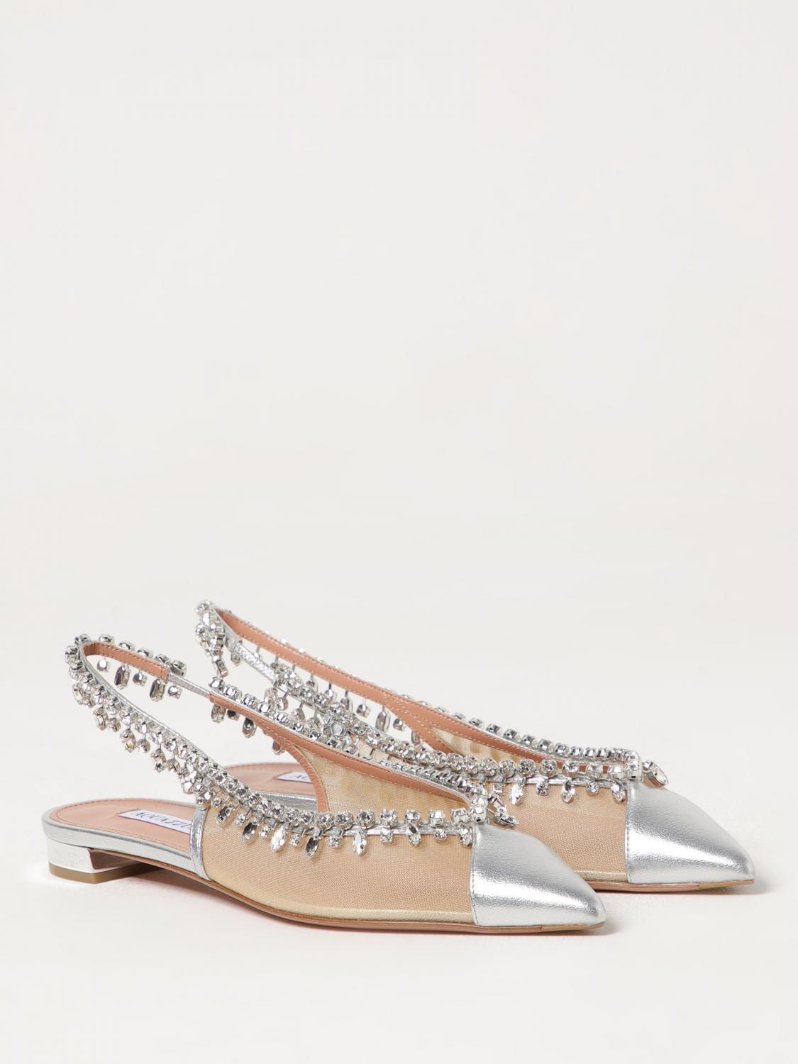 AQUAZZURA MANOLETINAS: Zapatos planos mujer Aquazzura, Plata - Img 2