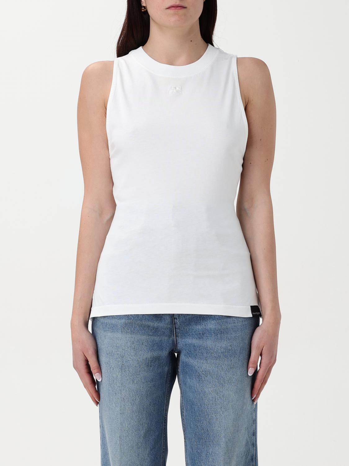 COURRÈGES TOP: Canotta Courrèges in cotone stretch , Bianco - Img 1