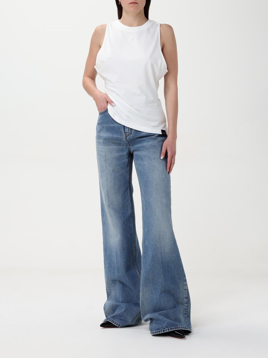 COURRÈGES TOP: Canotta Courrèges in cotone stretch , Bianco - Img 2